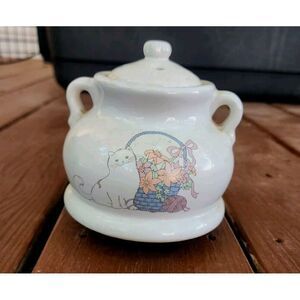 Vintage Coquette Kitten With Pink Bows Oil Warmer With Lid Cottagecore‎ READ